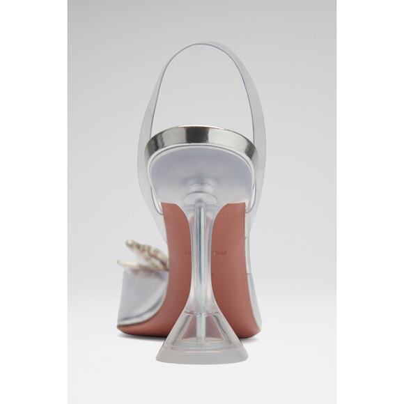 Amina Muaddi Women's Rosie Glass Sling Transparent PVC Shoes Heels Size 7 Flawed - Picture 4 of 13